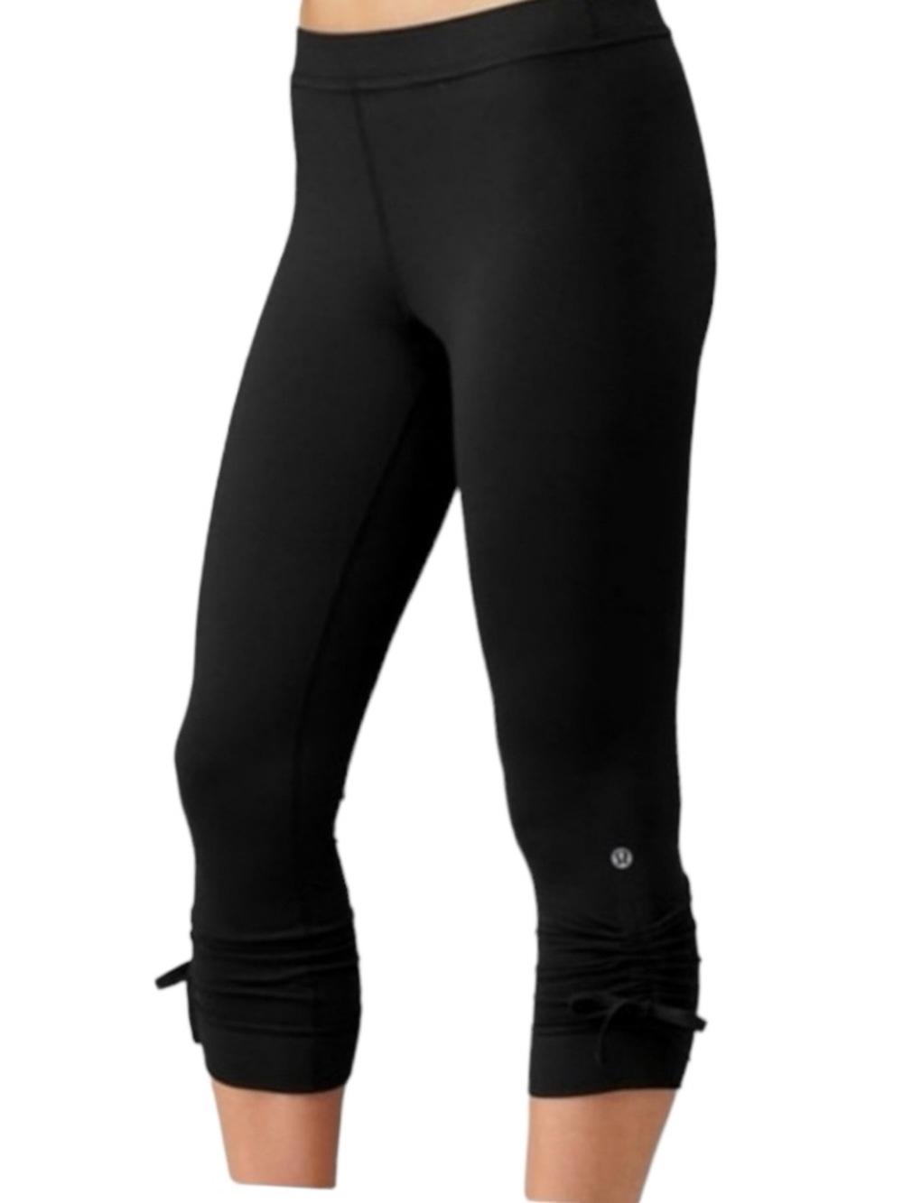 lululemon athletica Black Cropped Leggings with Ankle Ties